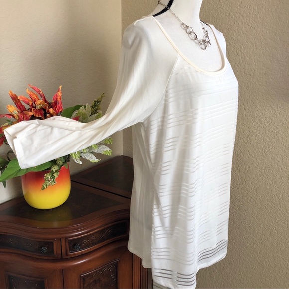 AB Studio 3/4 Sleeve Sheer Overlay Top - Picture 4 of 8